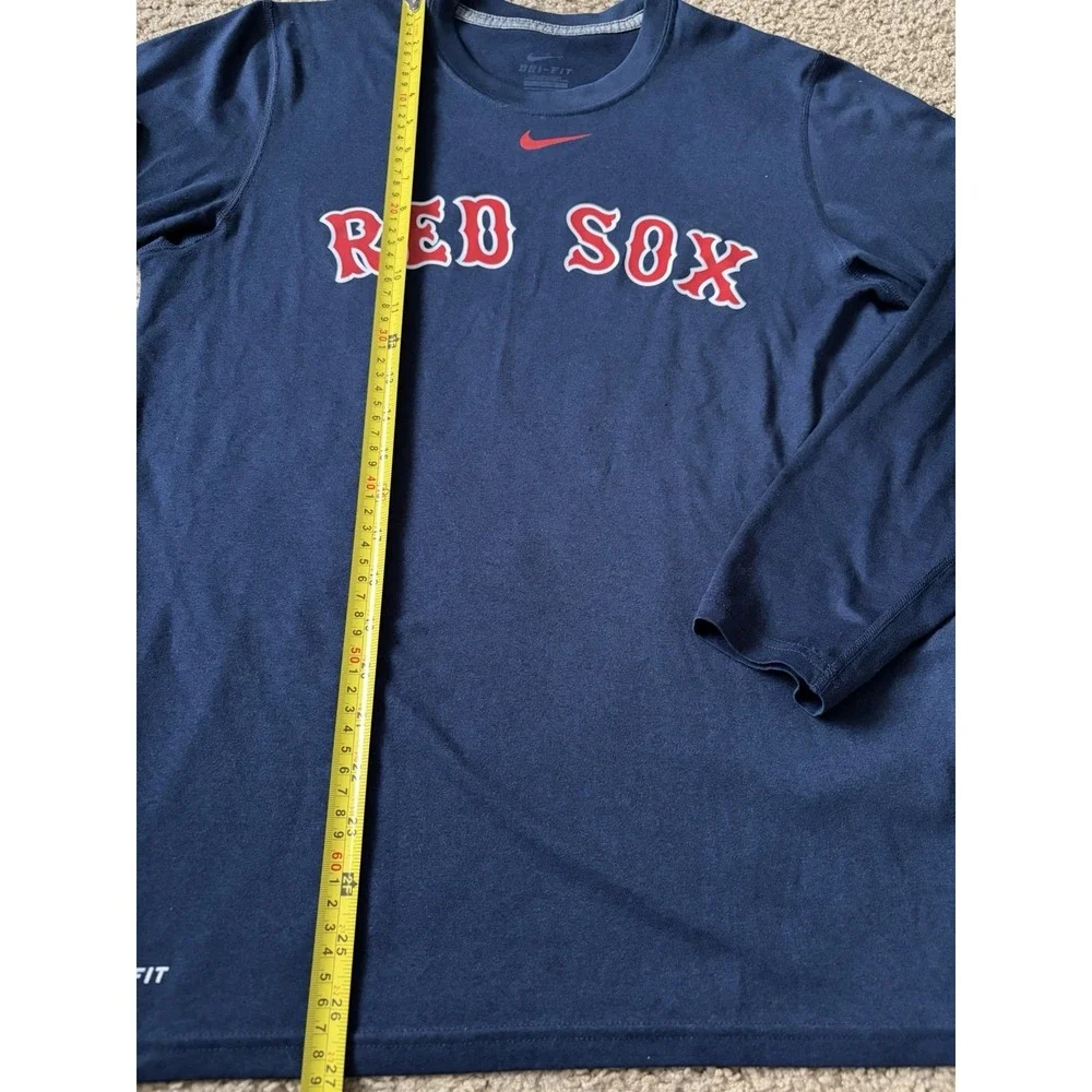 Boston Red Sox The Nike Tee Long Sleeve Shirt Blue Swoosh Logo Small JBHS